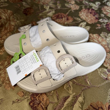 Crocs Womens 2-Strap Buckle Slide Sandals Adj...