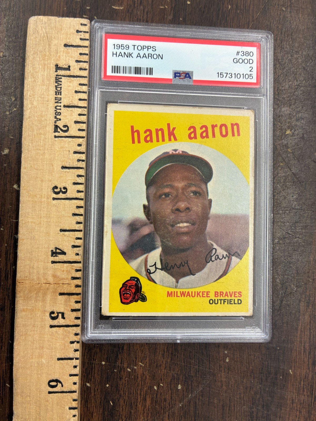 1959 topps hank aaron 380 psa 2 view 3