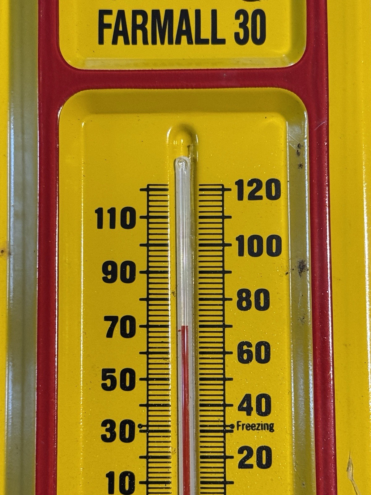 McCORMICK - DEERING FARMALL 30 SOLD HERE Advertising Embossed Thermometer