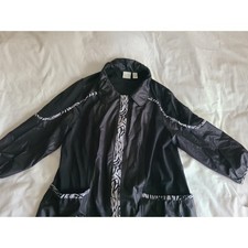 Zenergy by Chico's Black Zebra Print Trim Jacket Size 2 Lightweight Large