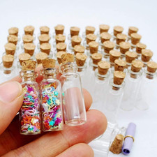 100 Pcs 2ml Mini Glass Bottles with Cork Stoppers, 20 Meters Twines, Tiny Jar...