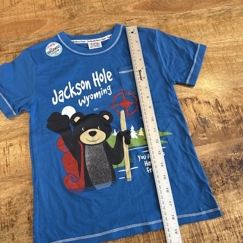 Pocket Pals Organic Cotton Youth Shirt Souvenir Jackson Hole Wyoming Bear Blue - Picture 5 of 8