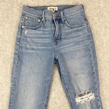 Madewell Perfect Vintage Jeans Womens 26P 26x24 High Rise Straight Raw Hem