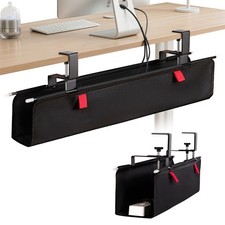No Drill Under Desk Cable Management Tray - 28" Cord Management Under Desk - ...