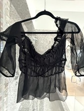 Prada Black Sheer Blouse Size 42