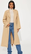 Fashion Nova Women’s Mia Lightweight Khaki Trench Coat Size XL