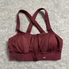 SHEFIT Sports Bra Medium Burgundy Front Zip Up Close High Impact 110002