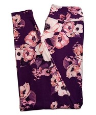 LuLaRoe Leggings OS One Size Floral PURPLE Fun POPPY PEONY Watercolor Ships FAST