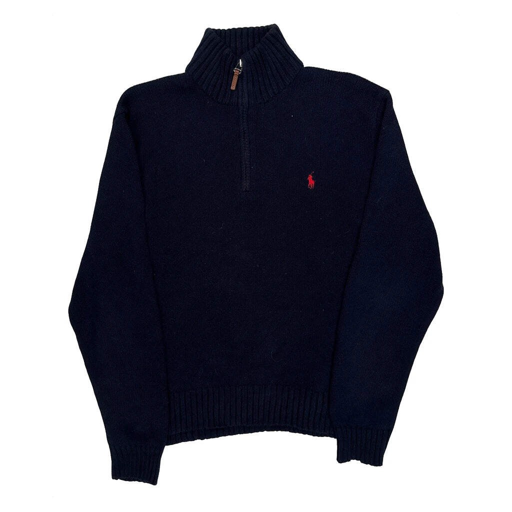 Polo By Ralph Lauren 1/4 Zip - Large Navy Cotton