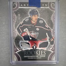 Upper Deck Artifacts Denton Mateychuk #V Blue Jackets Rookie Purple /49