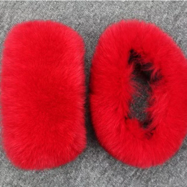 Real Fox Fur Cuffs Sleeves A Pair of Black Match with Jacket Accessories - Image 2 of 4