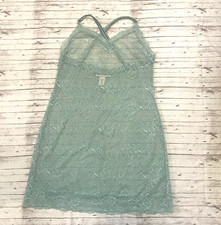 Victorias Secret Womens Slip Dress Chemise Sz Large L Lace Mini Lingerie Blue