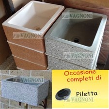 Lavandino acquaio lavello pozzetto Maiella in cemento granigliato 51 grigio rosa