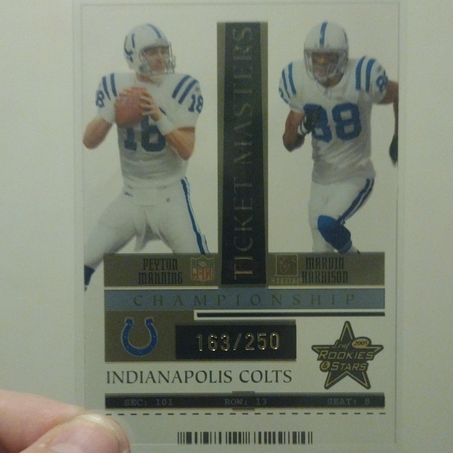 Donruss 2005 Leaf Rookies & Stars Ticket Masters Manning/Harrison TM12 163/250