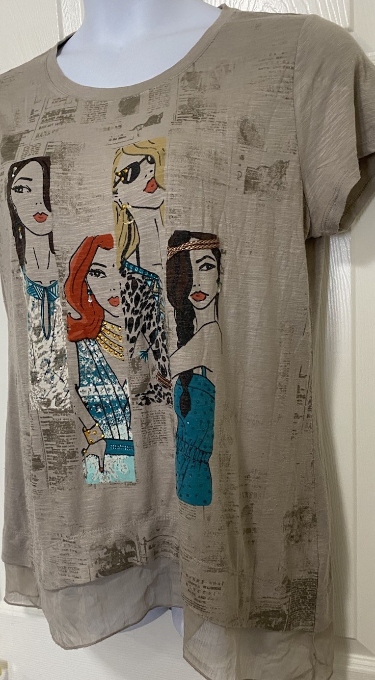 Cutest Top By Style & Co. Sz Large Boho Princess Cap Sleeve Shirt Blouse L