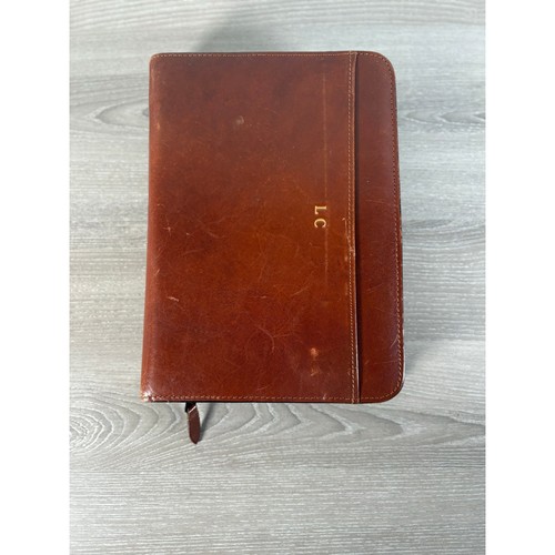Vintage Scully Leather Planner “LC” on Front Cover- Original Fillers Inside Maps