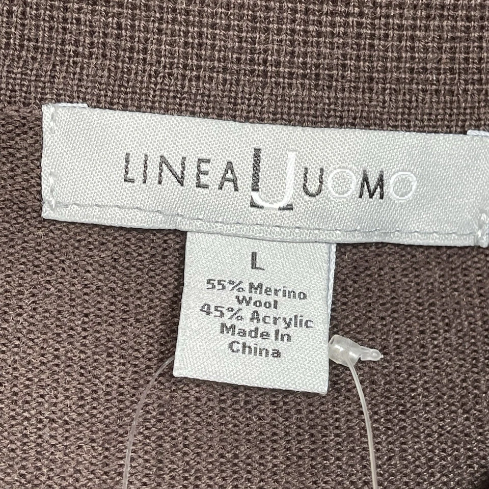 Vtg Linea Uomo Mens Size Large Collar Sweater Wool Blend Brown New Flawed - Image 3 of 4