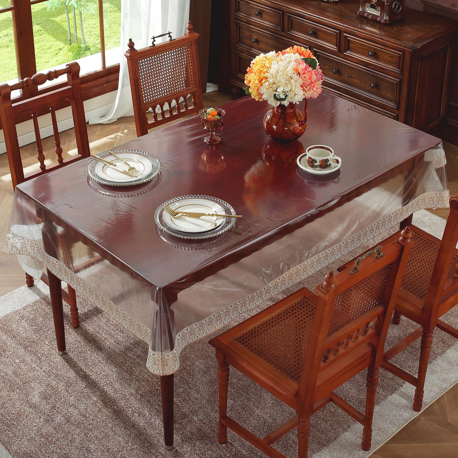 Protector Rectangle Waterproof Vinyl Pvc Tablecloth With La.