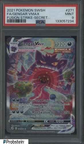 2021 Pokemon SWSH Fusion Strike Secret #271 FA/ Gengar VMAX PSA 9 MINT