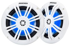 Kicker 51KM604WL KM60 6.5" Marine Speakers w/RGB LEDs, White, 4-Ohm Boat Stereo