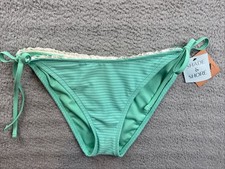 Shade  Shore Womens Large 12/14 Turquoise Blue Ruffle Trim Cheeky Bikini Bottom