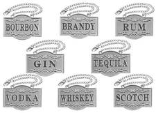 Decanter Tags - Liquor Tags (Set of 8, Gorgeous Silver) Liquor Decanter Label...