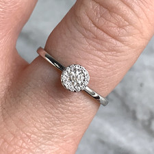 Diamond Ring 9 ct Gold Halo Cluster Engagement 375 White Gold - Size M 1/2