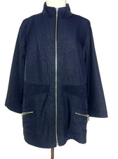 Chico's Zenergy Neema Shadow Animal Print Jacket Windbreaker Blue Womens 3 XL