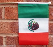 MEXICO HAND WAVING FLAG medium 9" X 6" wooden pole flags MEXICAN