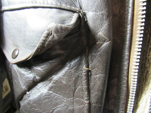 Vintage 1970's-76/77 Passaic Leather Brown Aviator Style Bomber Jacket - Picture 6 of 11