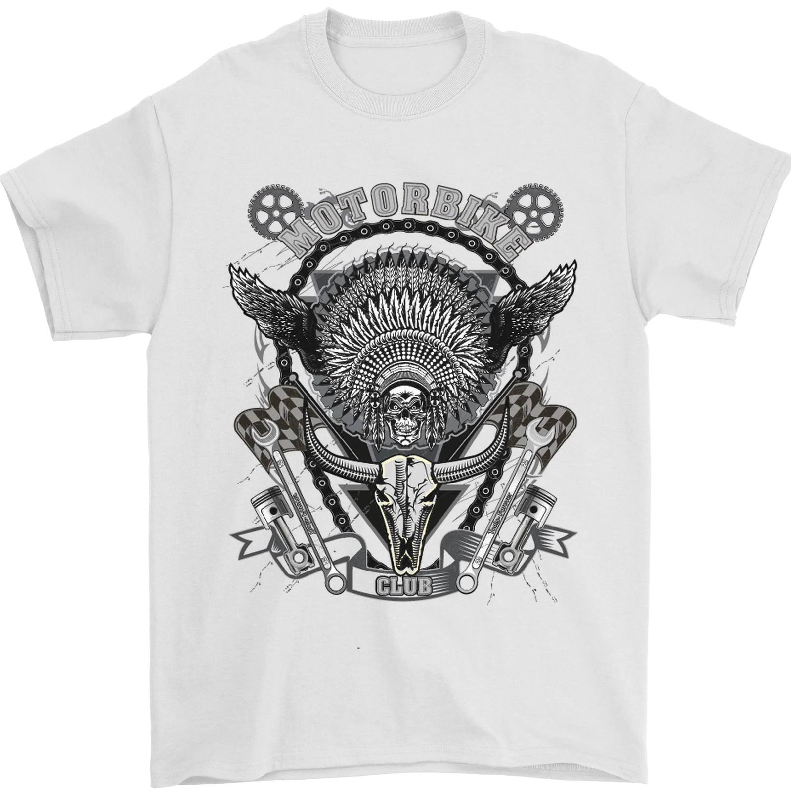 Motorbike Club Motorcycle Biker Mens T-Shirt 100% Cotton