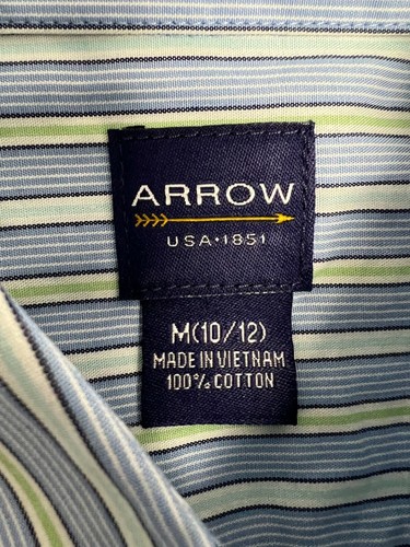 Arrow Boy's Collared Full Button Up Striped Shirt Size M (10-12) - Picture 5 of 11