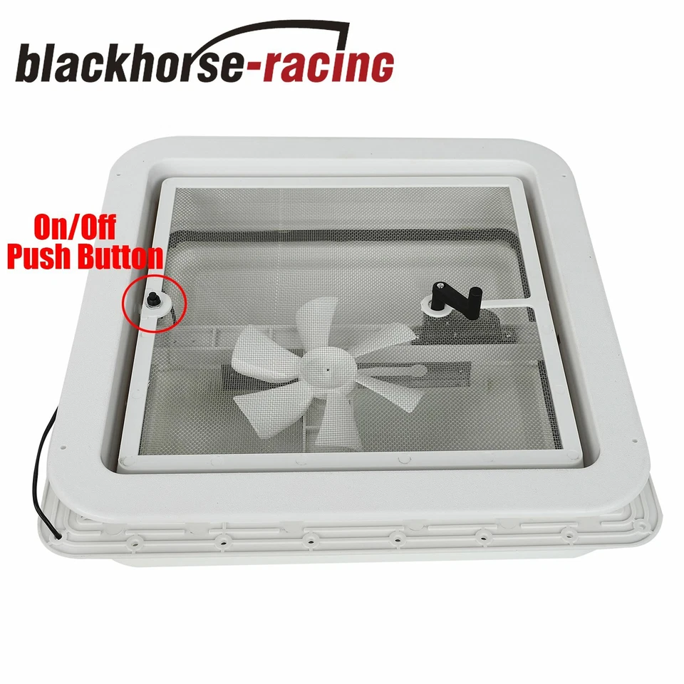 Ventilador completo de ventilación de techo de remolque de 14" RV 12V con aspas de 6" tapa blanca adorno interior Foto 4 de 4