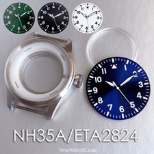 NH35 Pilot Watch Case 43mm for NH36 NH38 PT5000 ETA2824 Sapphire 200M Waterproof