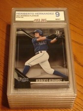 HERIBERTO HERNANDEZ Rookie****2021 BOWMAN PLATINUM----MINT 9****RAYS--84--DOG