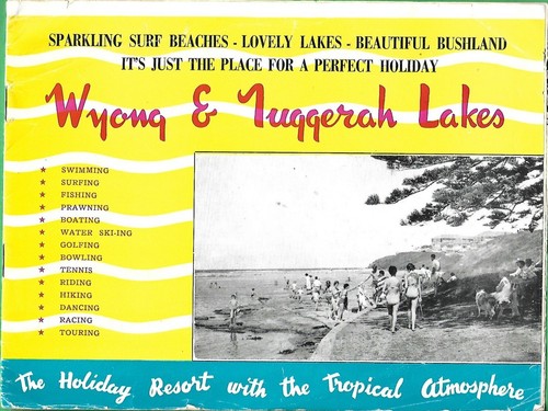 1960s WYONG & TUGGERAH LAKES Map Travel Brochure Beaches Bushland NSW Australia