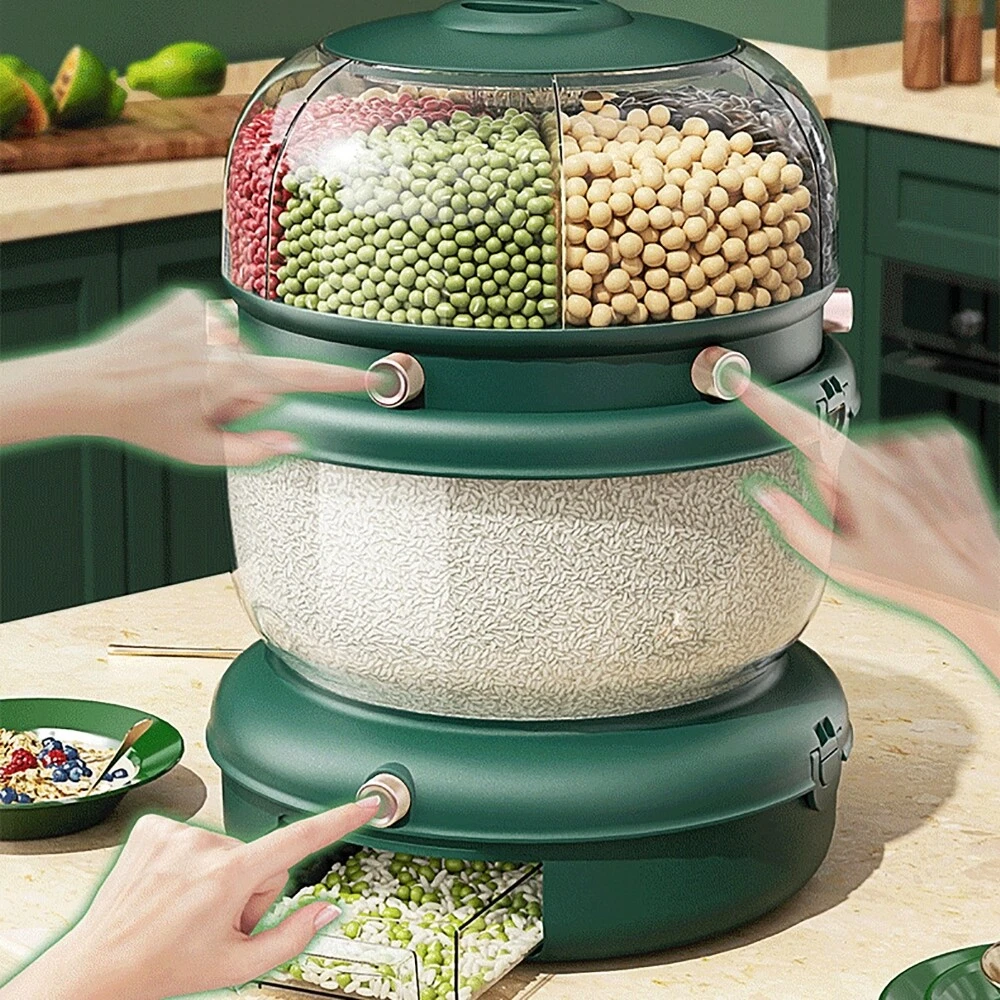 5kg Cereal Dispenser Rotatable Food Storage Containers Large Rice Tank Storage