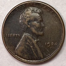 1924-S Lincoln Wheat Cent Extremely Fine XF Coin #18797