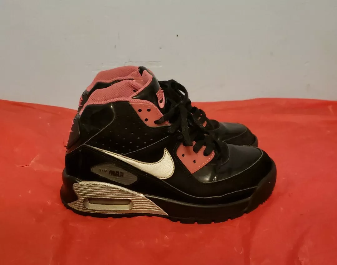 Nike Air Max 90 Mid Girls Black Silver-Pink Boots Sz 4.5Y #317221-001 |