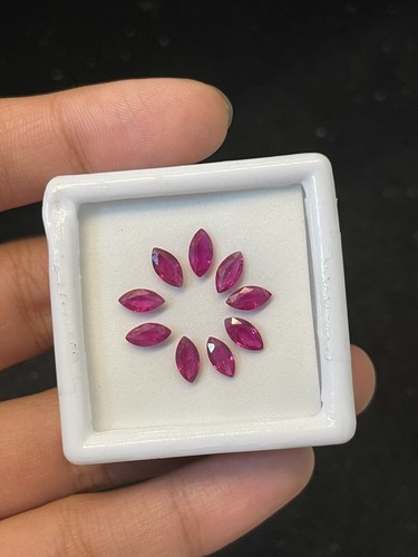 Natural Ruby Marquise Faceted Gemstones Small Lot of 9 Pieces - Picture 3 of 4