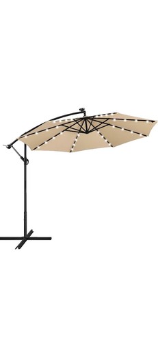 Outsunny 10FT Cantilever Patio Umbrella with Solar LED Lights & Power Bank | eBay Outsunny 10FT Cantilever Patio Umbrella with Solar LED Lights & Power Bank | eBay