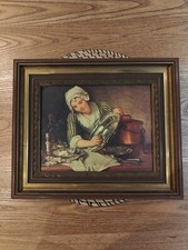 peinture chromolithographie André Bouys La Recureuse