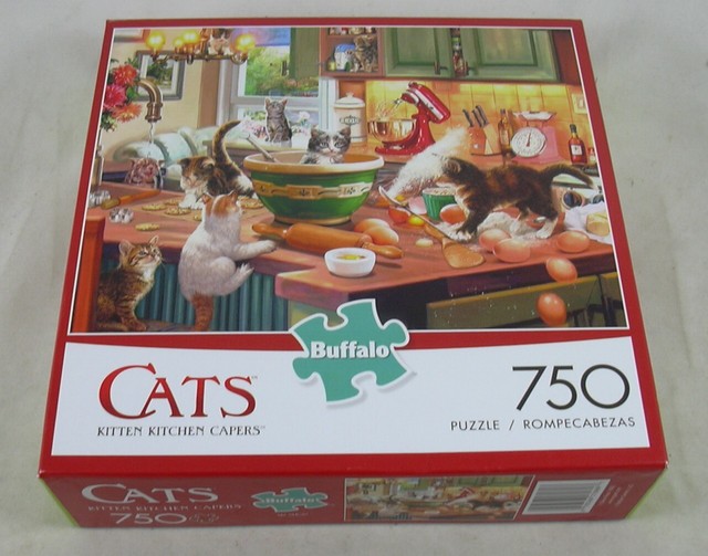 Cats Kitten Kitchen Capers 750pc Jigsaw Puzzle Buffalo Games SEALED #97070 for sale online