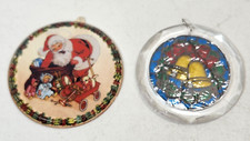 Vintage Holiday Christmas Tree Hanging Ornaments Santa Wreath With Bells