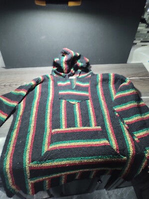Earth Ragz Poncho Womens LG Pull Over Rasta Multicolored Style Bob Marley 