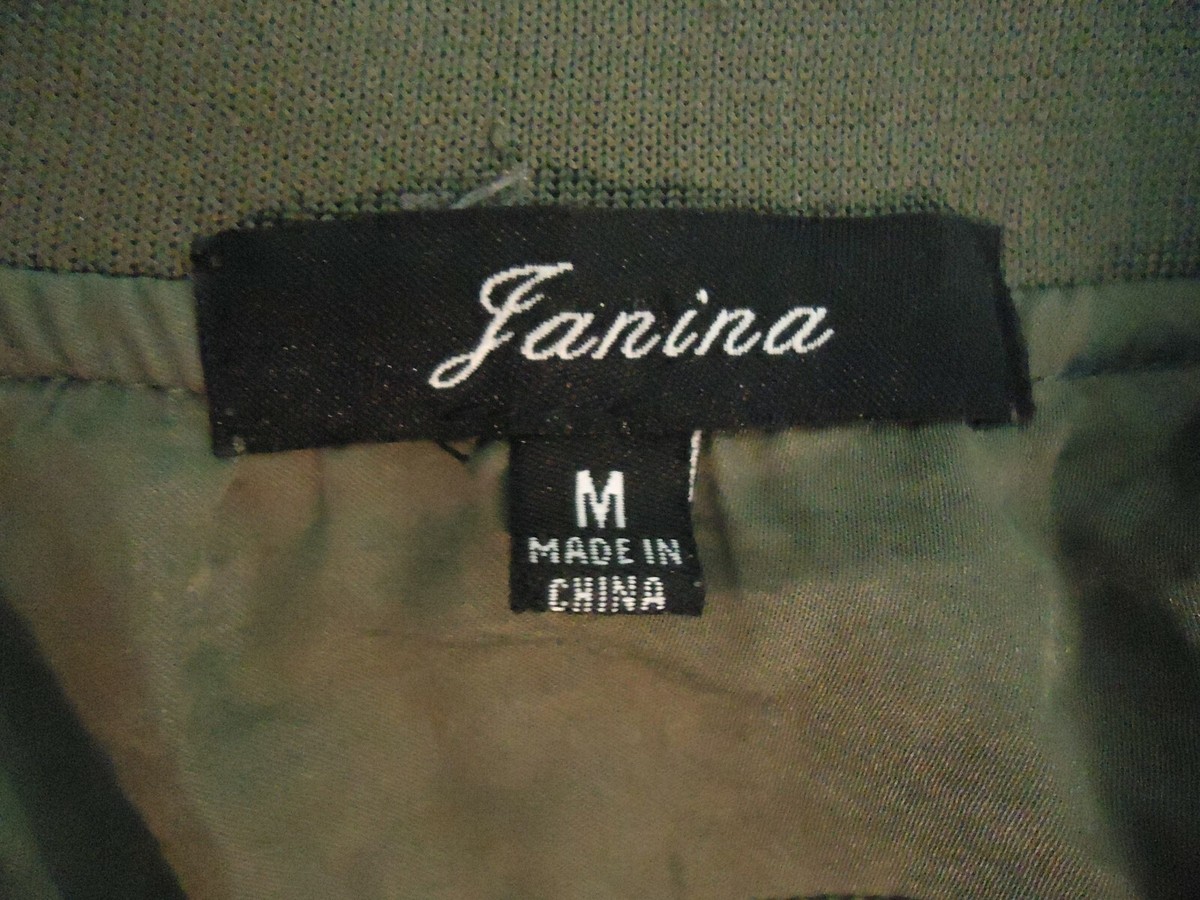 ジャケット・アウター Jana Janina Women's Jacket Zipper Front Khaki Embroidered Birds