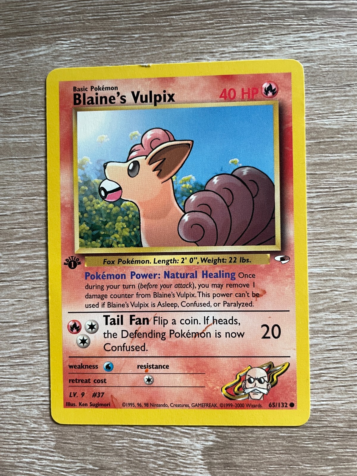 Blaine's Vulpix 65/132 1st Edition Gym Heroes Pokemon Card MP