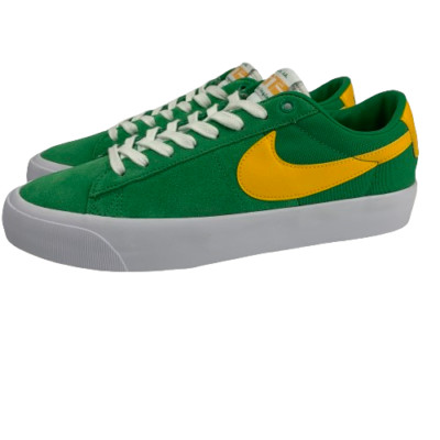 Nike SB Zoom Blazer Low Shoes Mens Size 9 Pro GT Lucky Green Gold Suede / Canvas