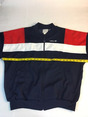 VTG Adidas Men's XL or L Zipper Track Jacket Red White Blue