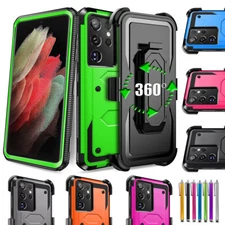 For Samsung Galaxy S21 Plus Ultra FE Case, w/ Belt Clip Stand Rugged Phone Cover